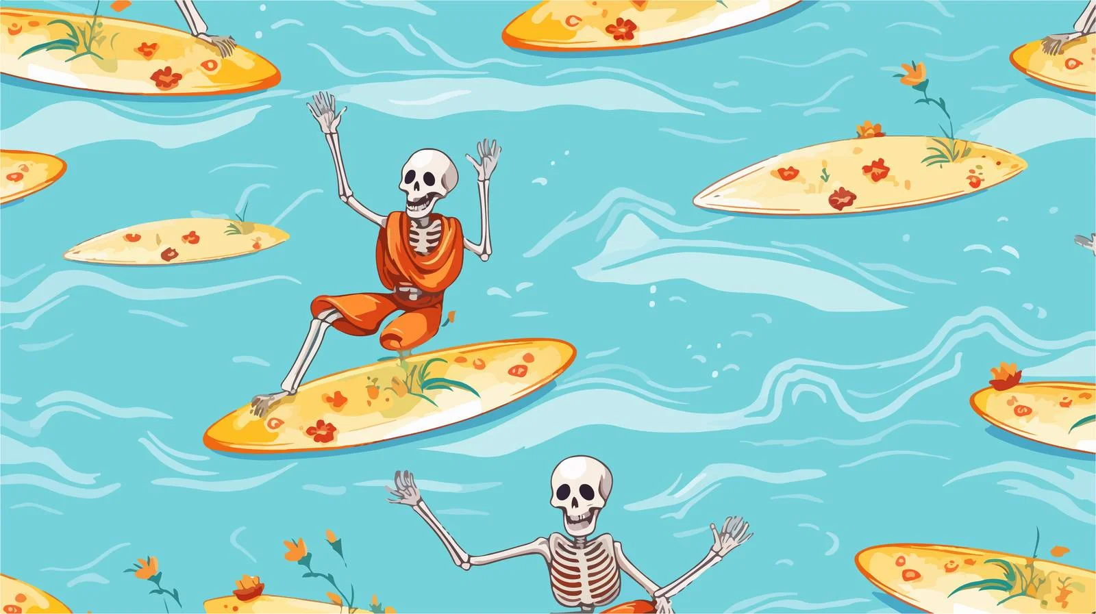 Skeleton Surfer Seamless Pattern — free download from Dotvec