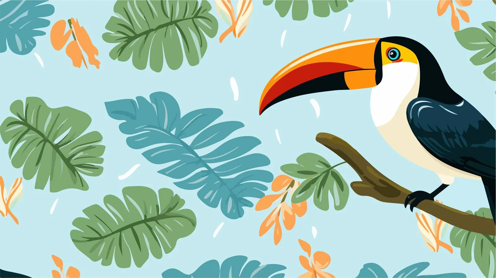 Toucan Branch Seamless Pattern — free download from Dotvec