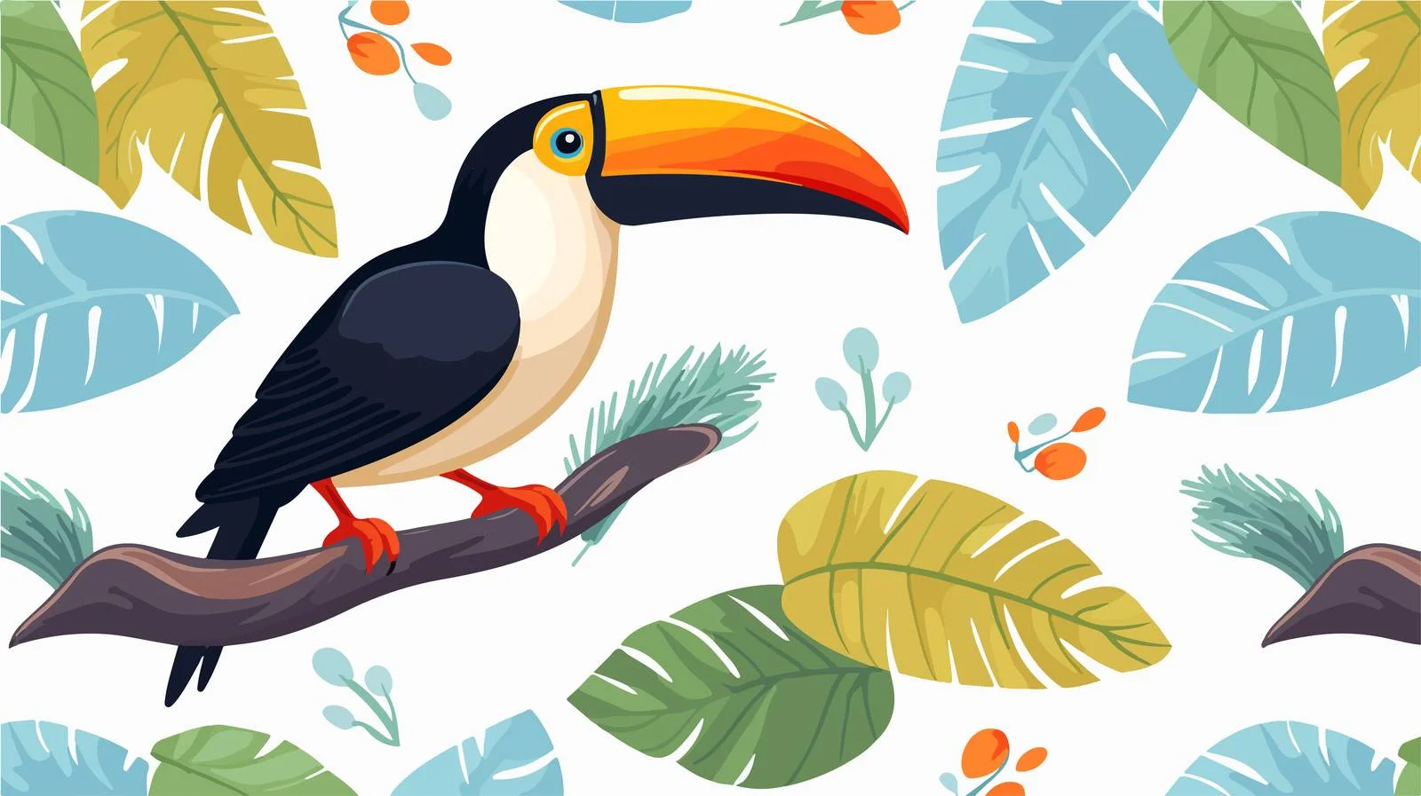 Toucan Branch Pattern — free download from Dotvec