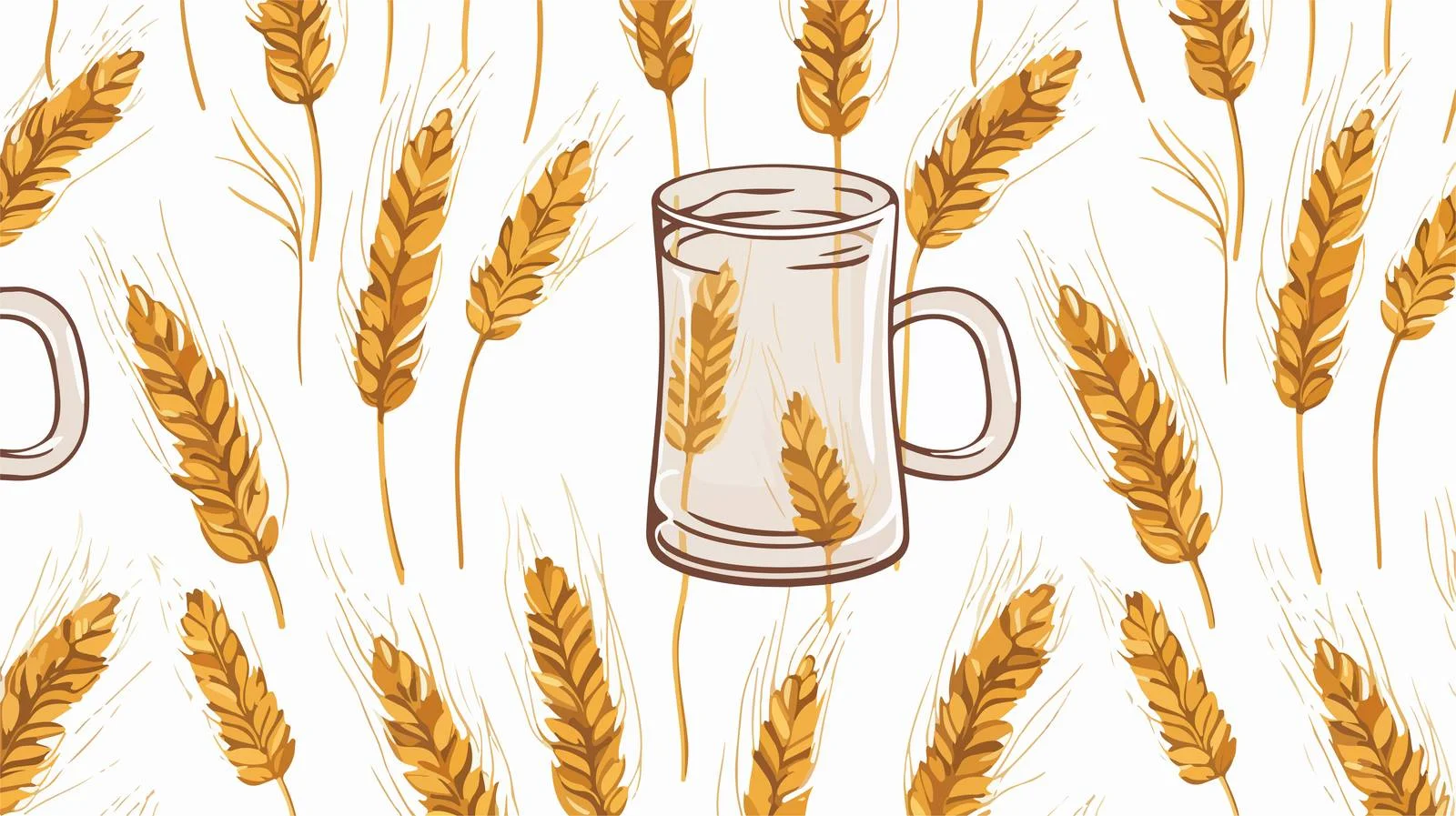Beer Mug Spikelet Seamless Pattern — free download from Dotvec