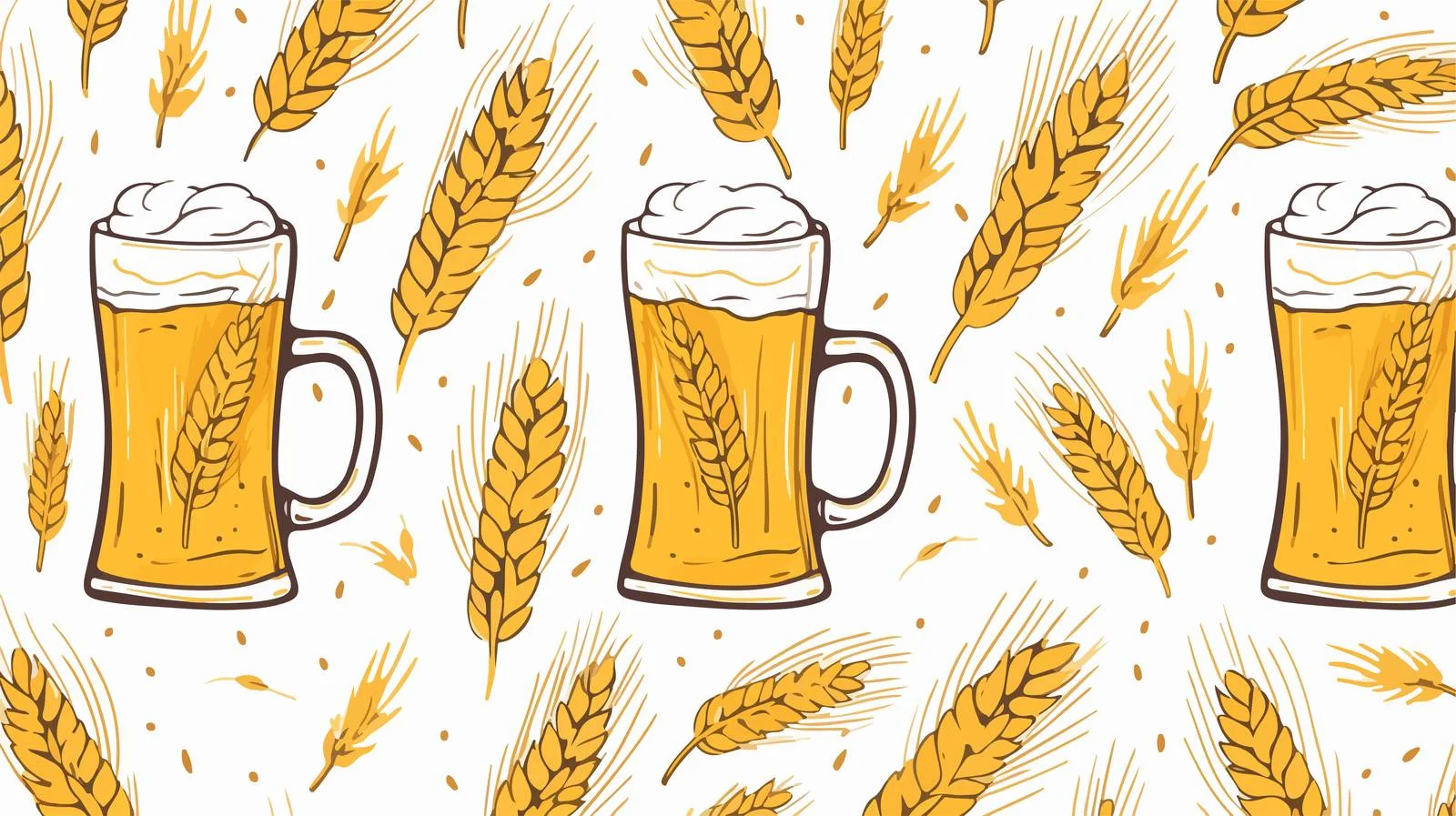 Beer Mug Spikelet Seamless Pattern — free download from Dotvec
