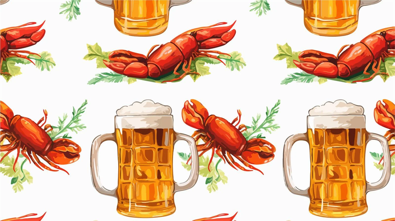 Beer Pattern with Crayfish and Barrels — free download from Dotvec