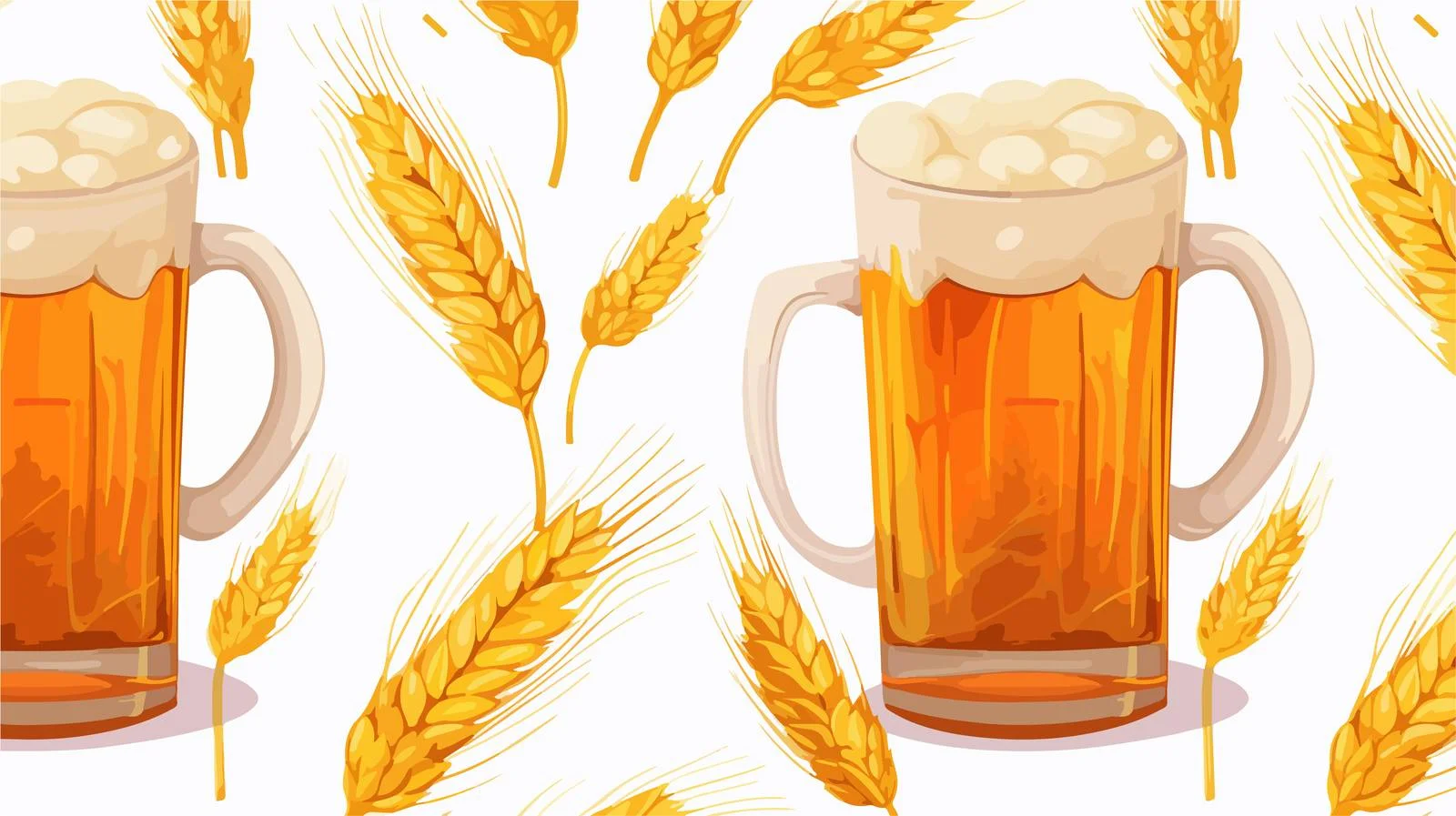 Beer Mugs & Wheat Seamless Pattern — free download from Dotvec