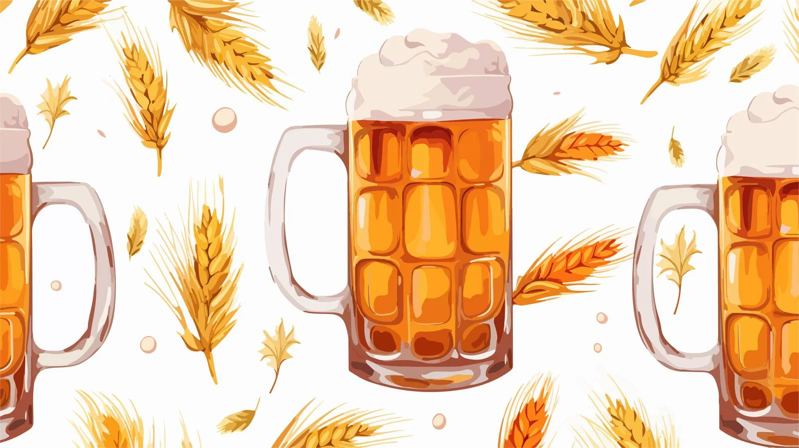 Seamless Beer Pattern with Wheat and Crabs — free download from Dotvec