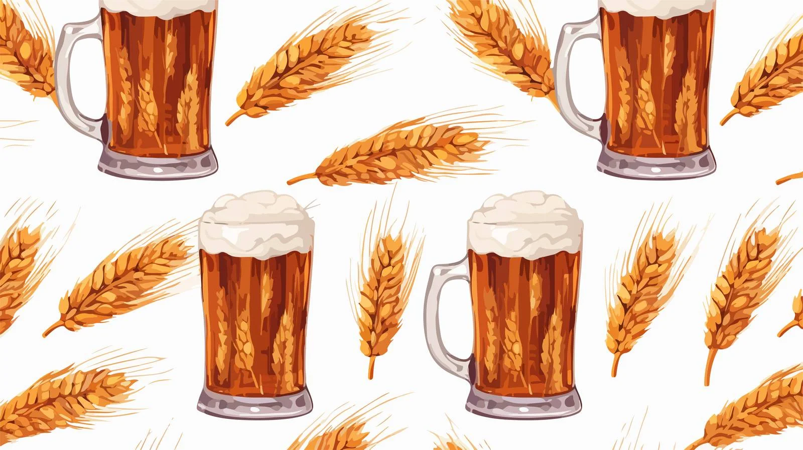 Beer Mugs Wheat Crabs Seamless Pattern — free download from Dotvec
