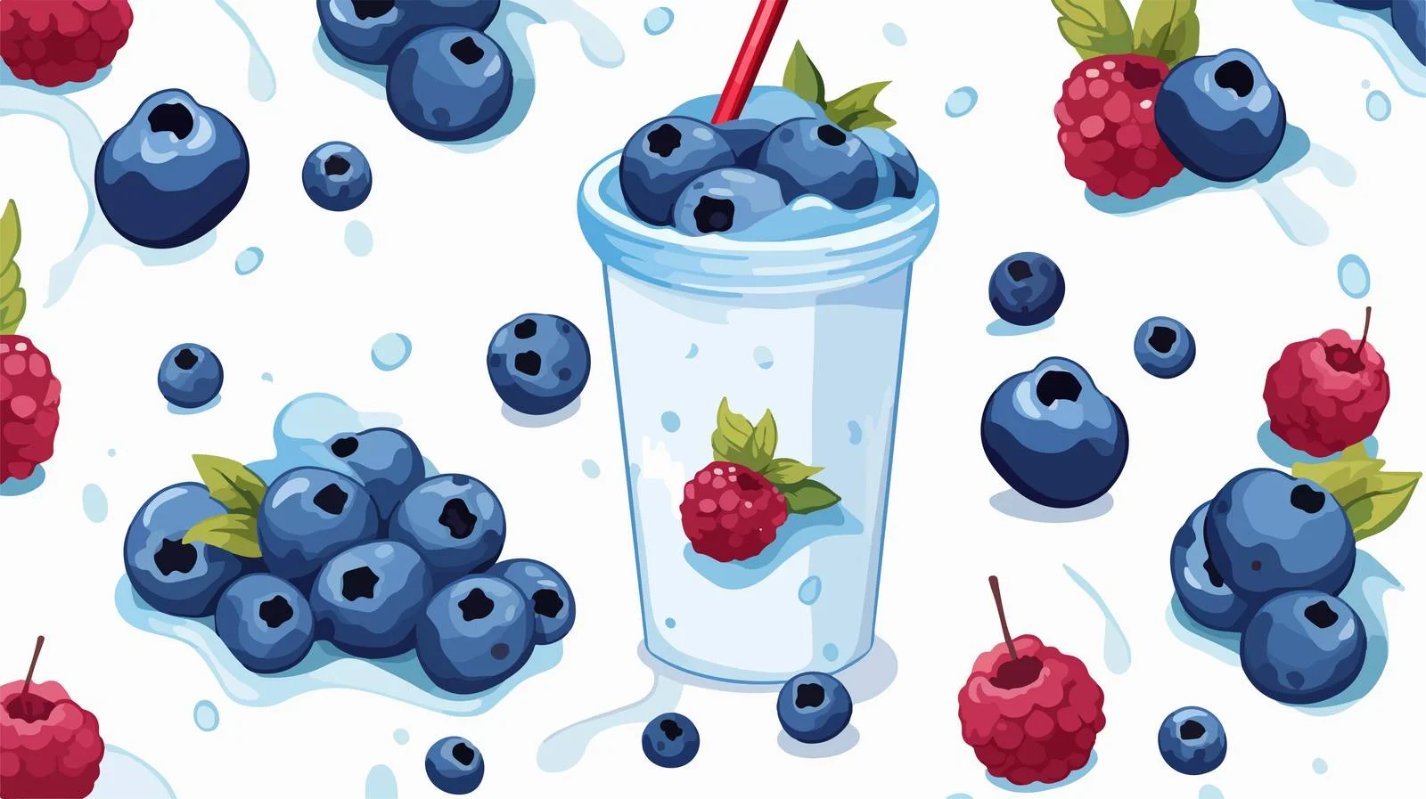Blueberry Seamless Pattern with Smoothie — free download from Dotvec