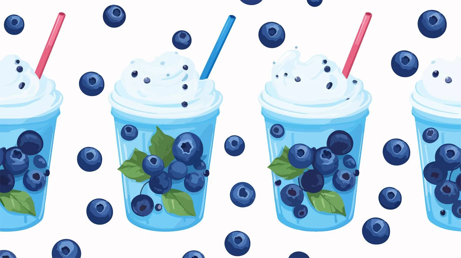 Blueberry Seamless Pattern with Smoothie — free download from Dotvec