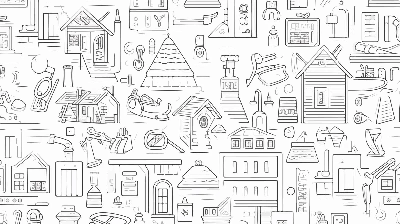 Building Elements Seamless Outline Pattern — free download from Dotvec