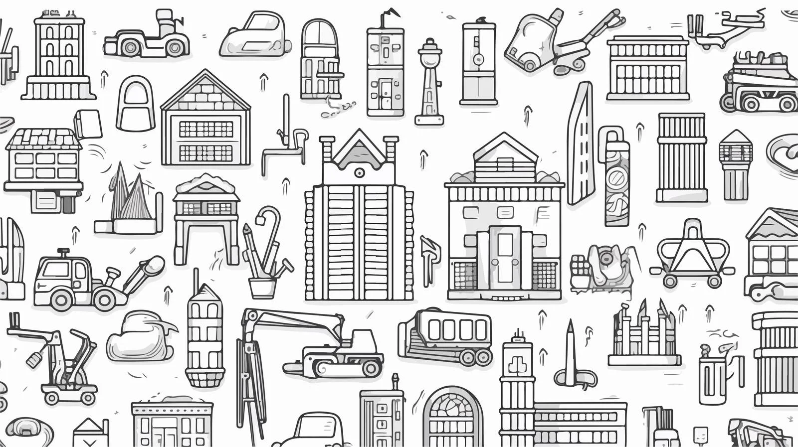 Building Elements Seamless Outline Pattern — free download from Dotvec