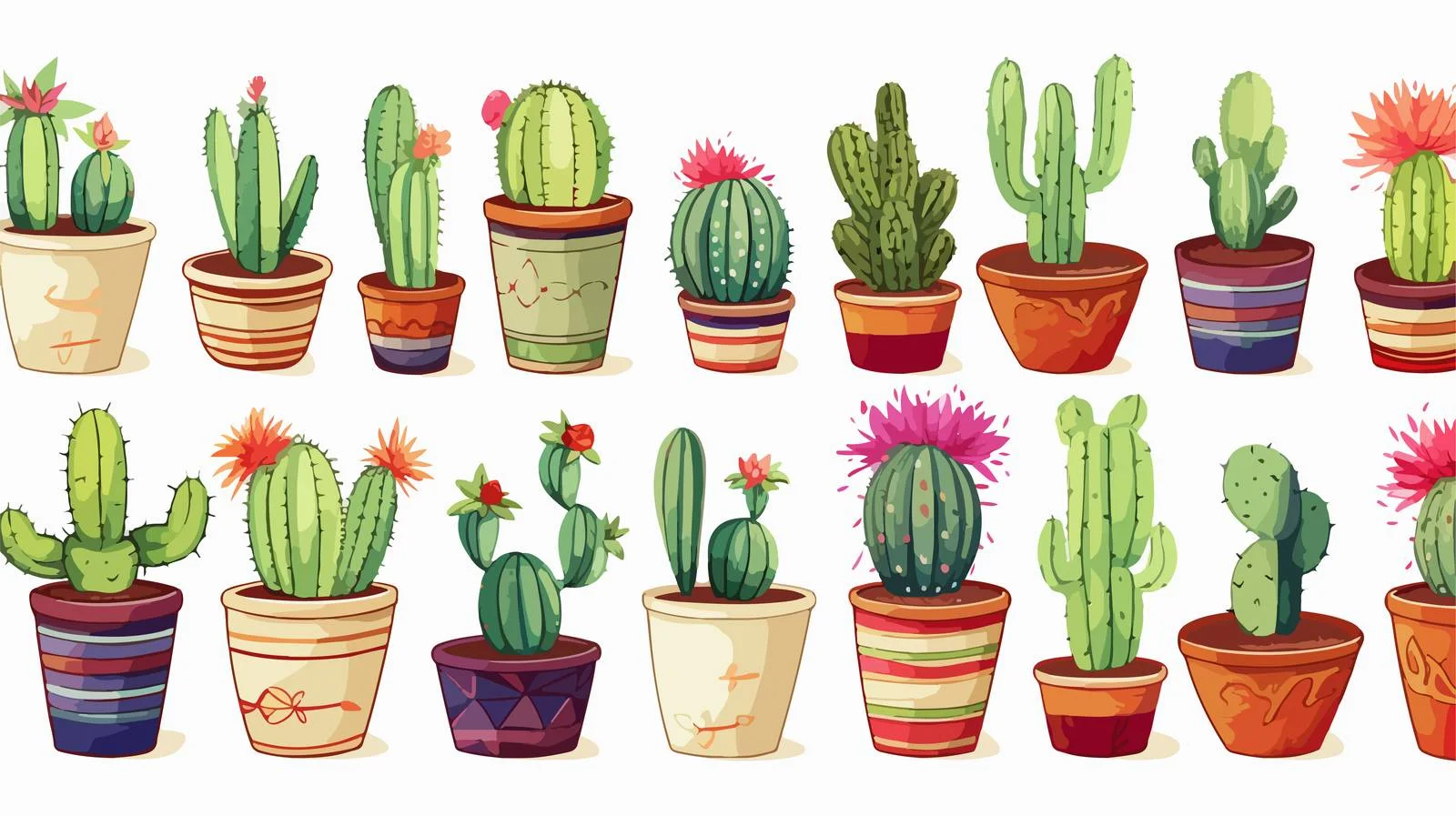 Cactus Doodle Pattern — free download from Dotvec