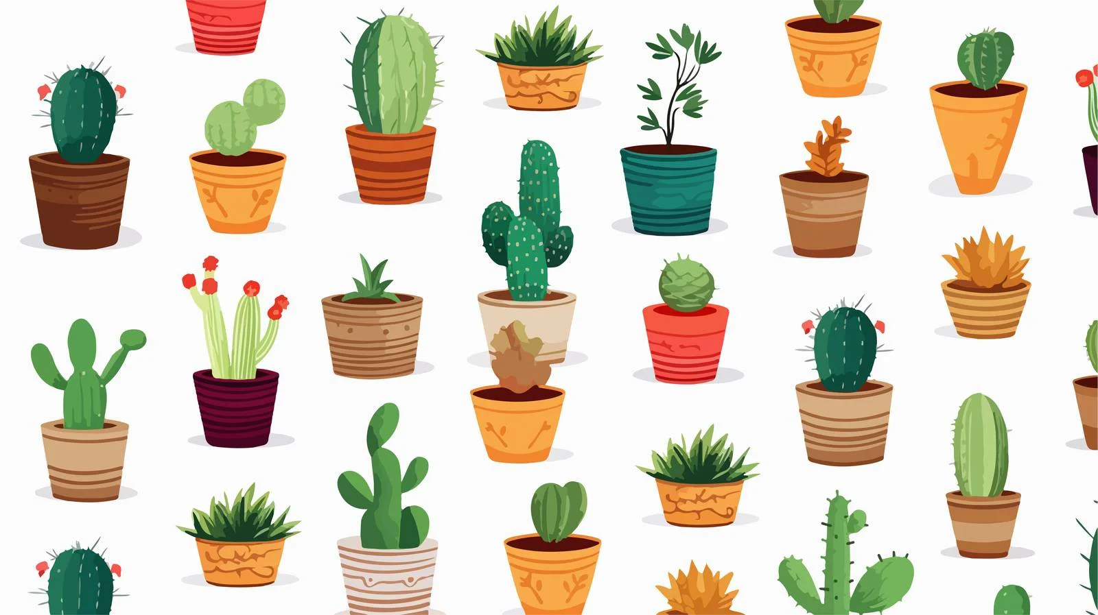 Cactus Doodle Seamless Pattern — free download from Dotvec