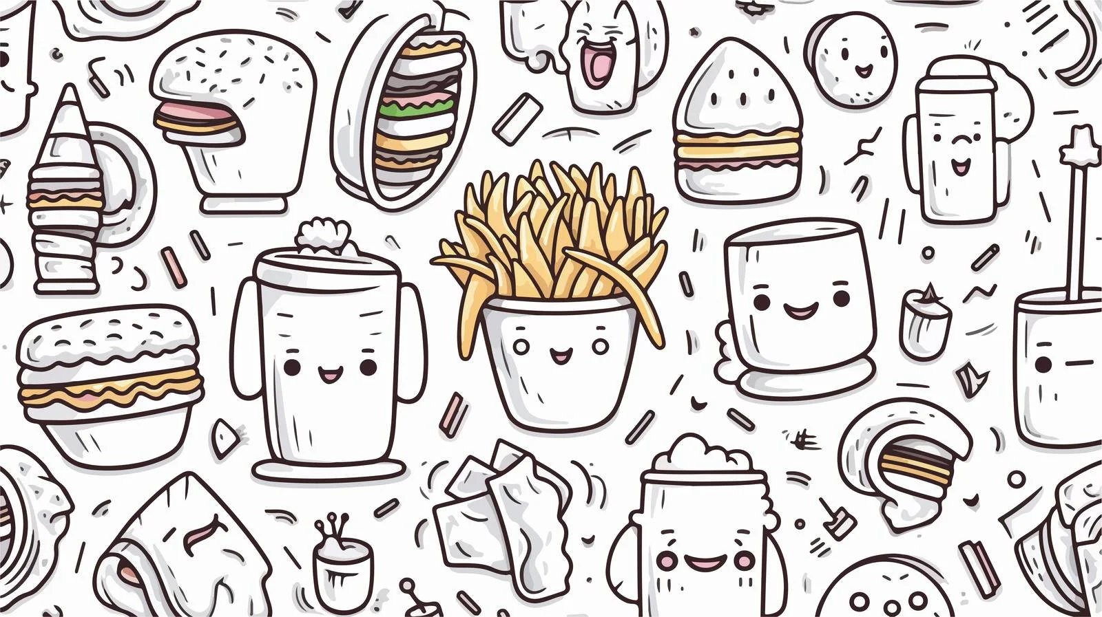 Food Mascot Seamless Pattern — free download from Dotvec