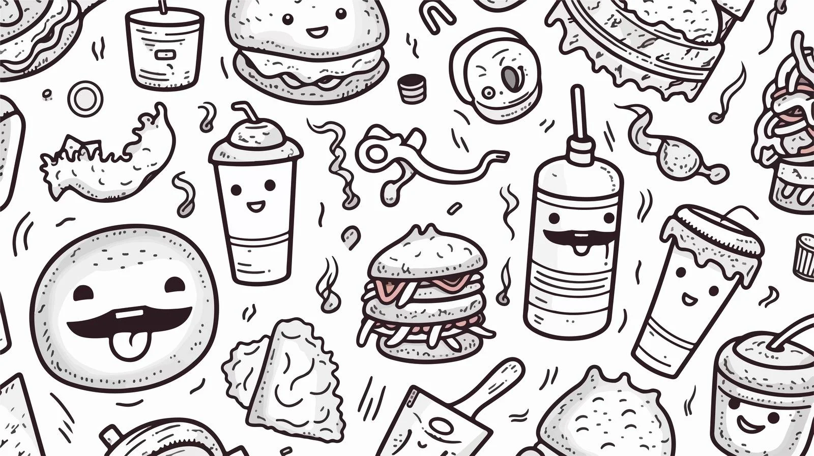 Food Mascot Seamless Pattern — free download from Dotvec
