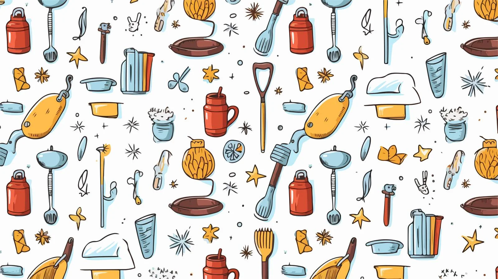 Cleaning Doodle Elements Pattern — free download from Dotvec