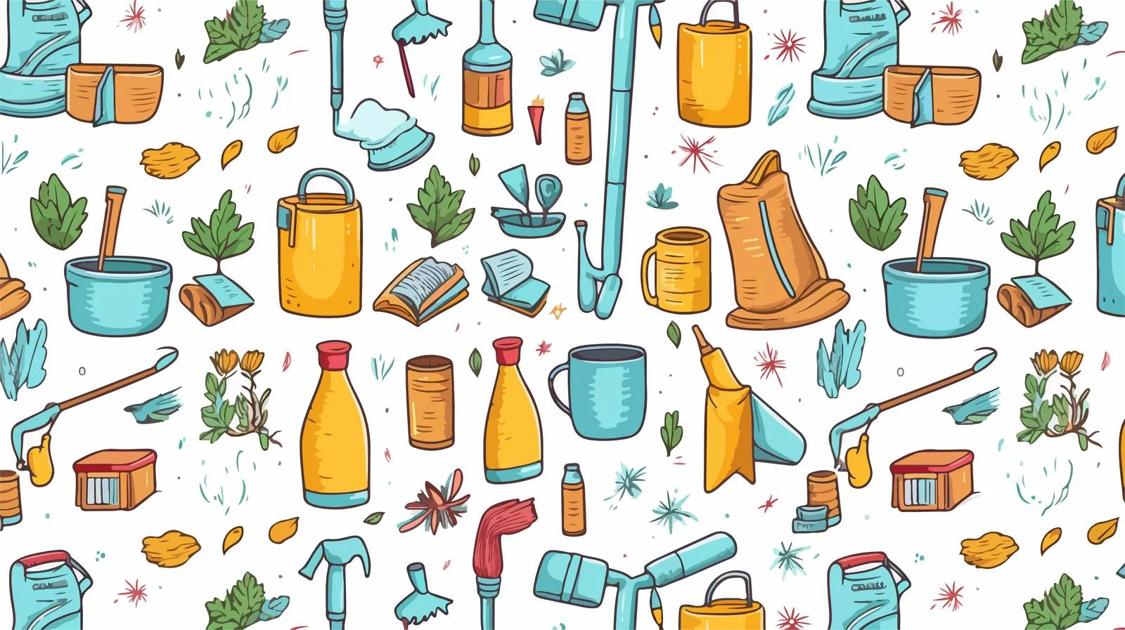 Cleaning Doodle Style Seamless Pattern — free download from Dotvec