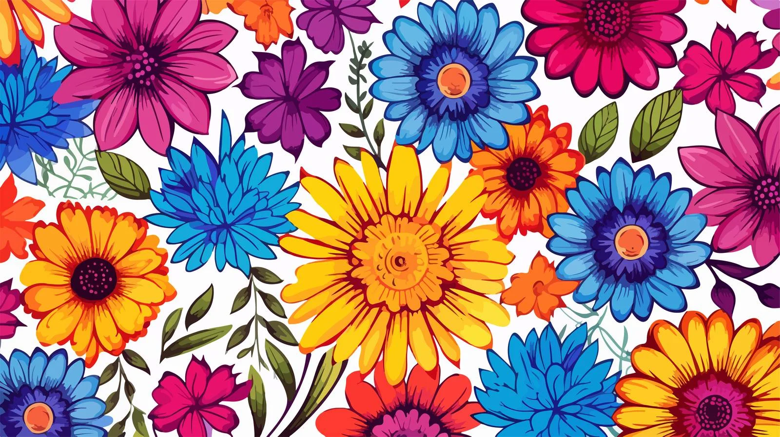 Hippie Style Flowers Seamless Pattern — free download from Dotvec