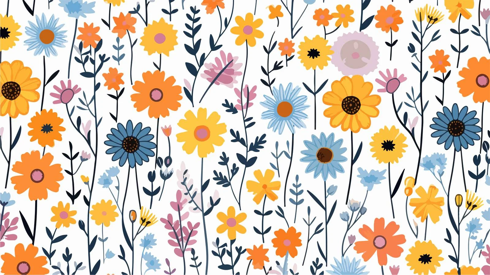 Floral Doodle Seamless Hippie Pattern — free download from Dotvec