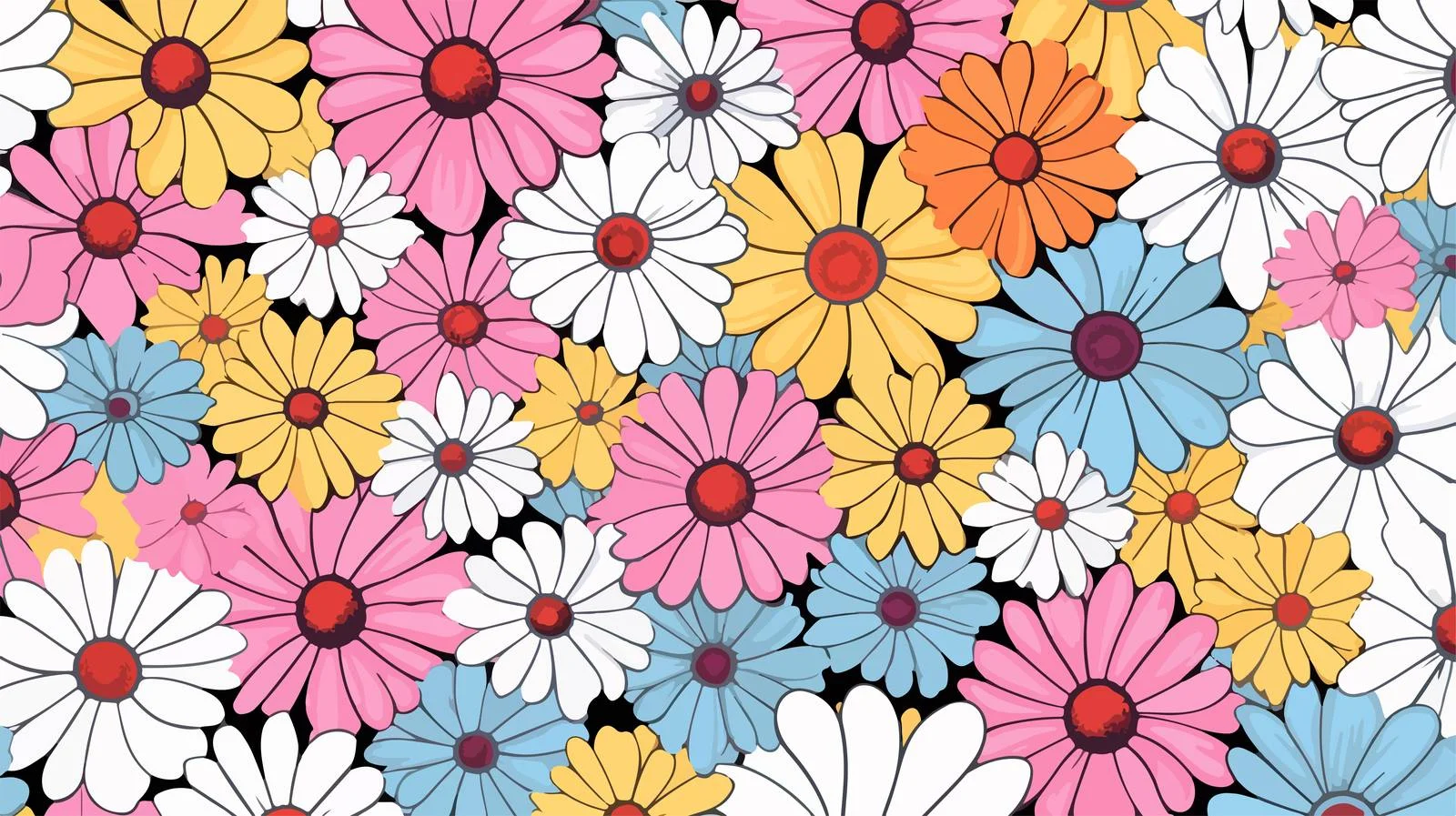Hippie Style Doodle Flower Pattern — free download from Dotvec