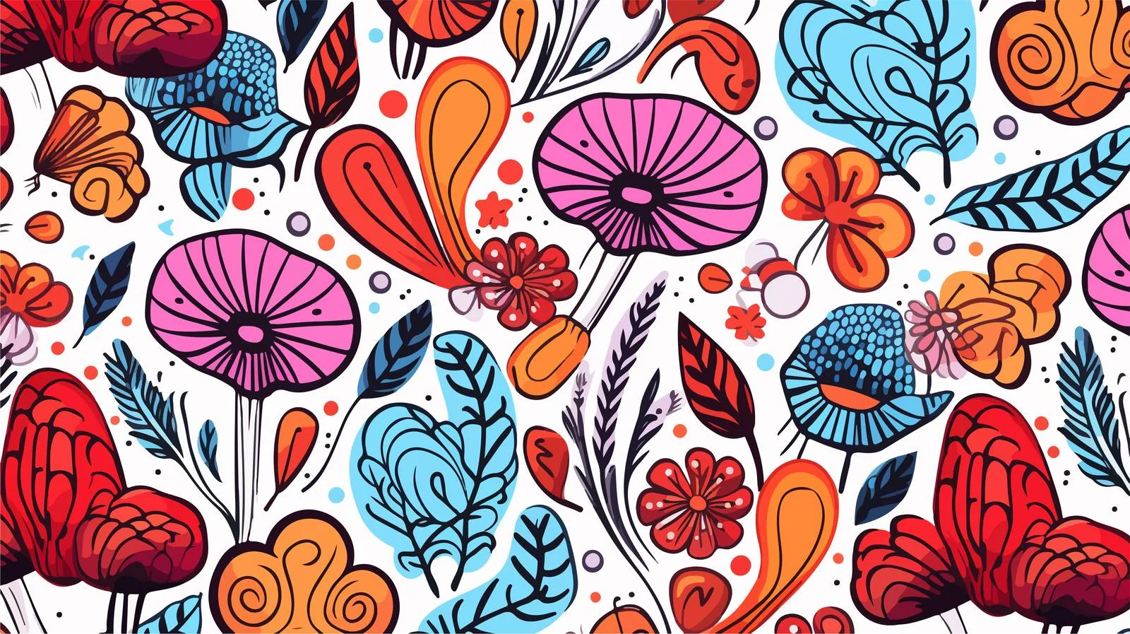 Doodle Style Floral Mushroom Pattern — free download from Dotvec