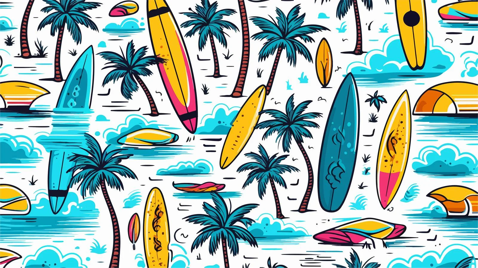 Surfing Elements Seamless Pattern — free download from Dotvec