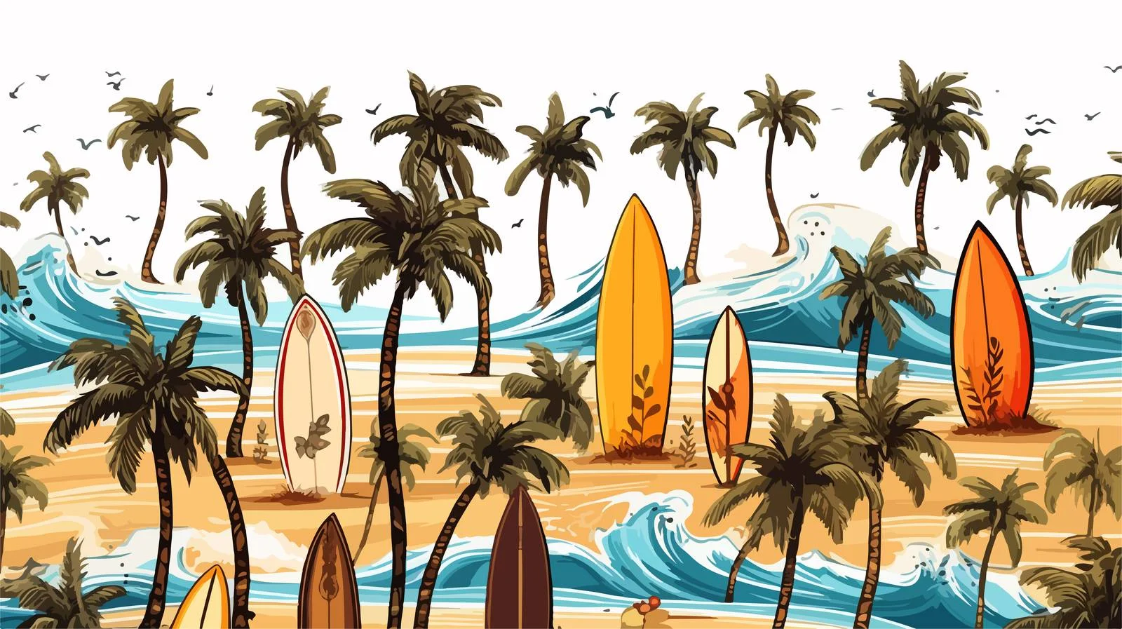 Surfing Elements Seamless Pattern — free download from Dotvec