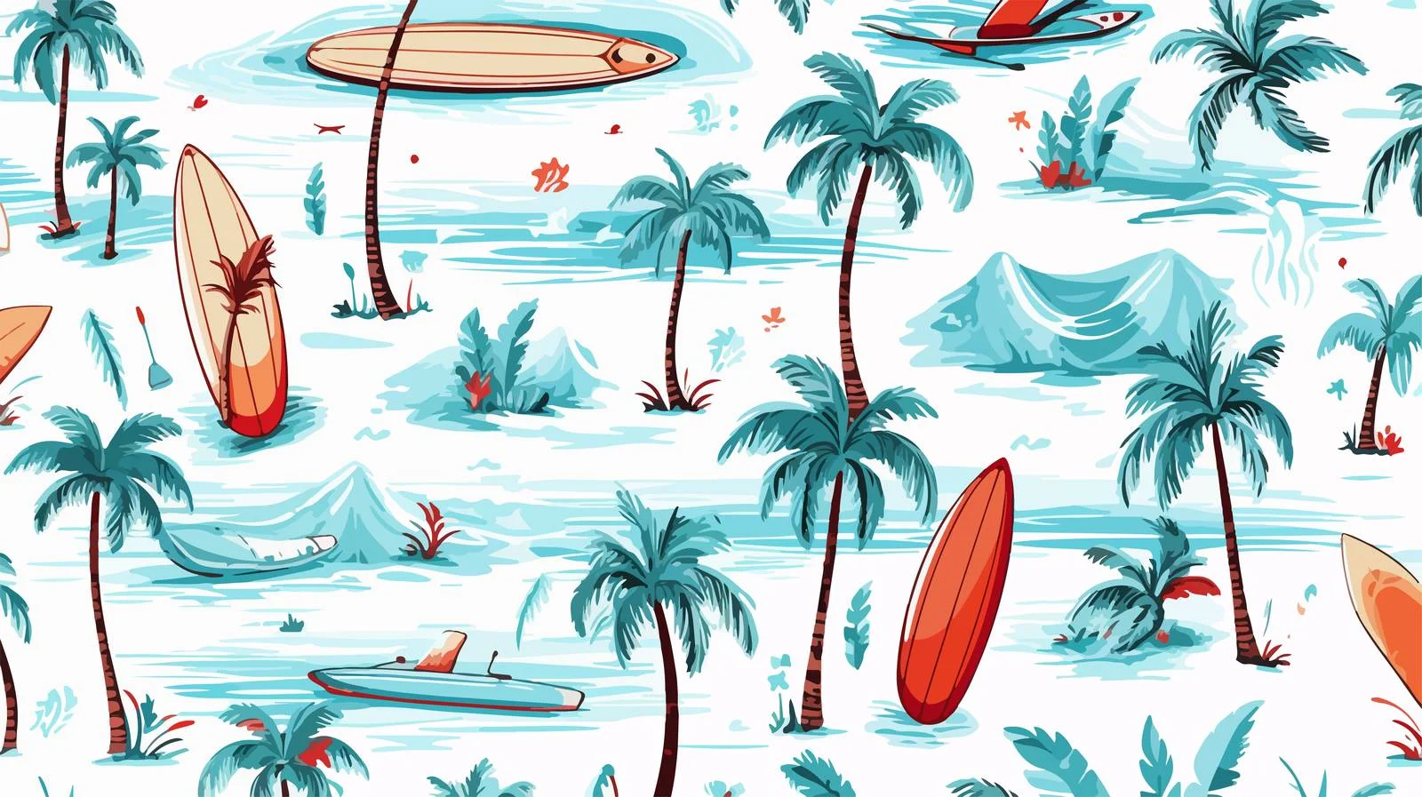 Tropical Surfing Elements Pattern — free download from Dotvec