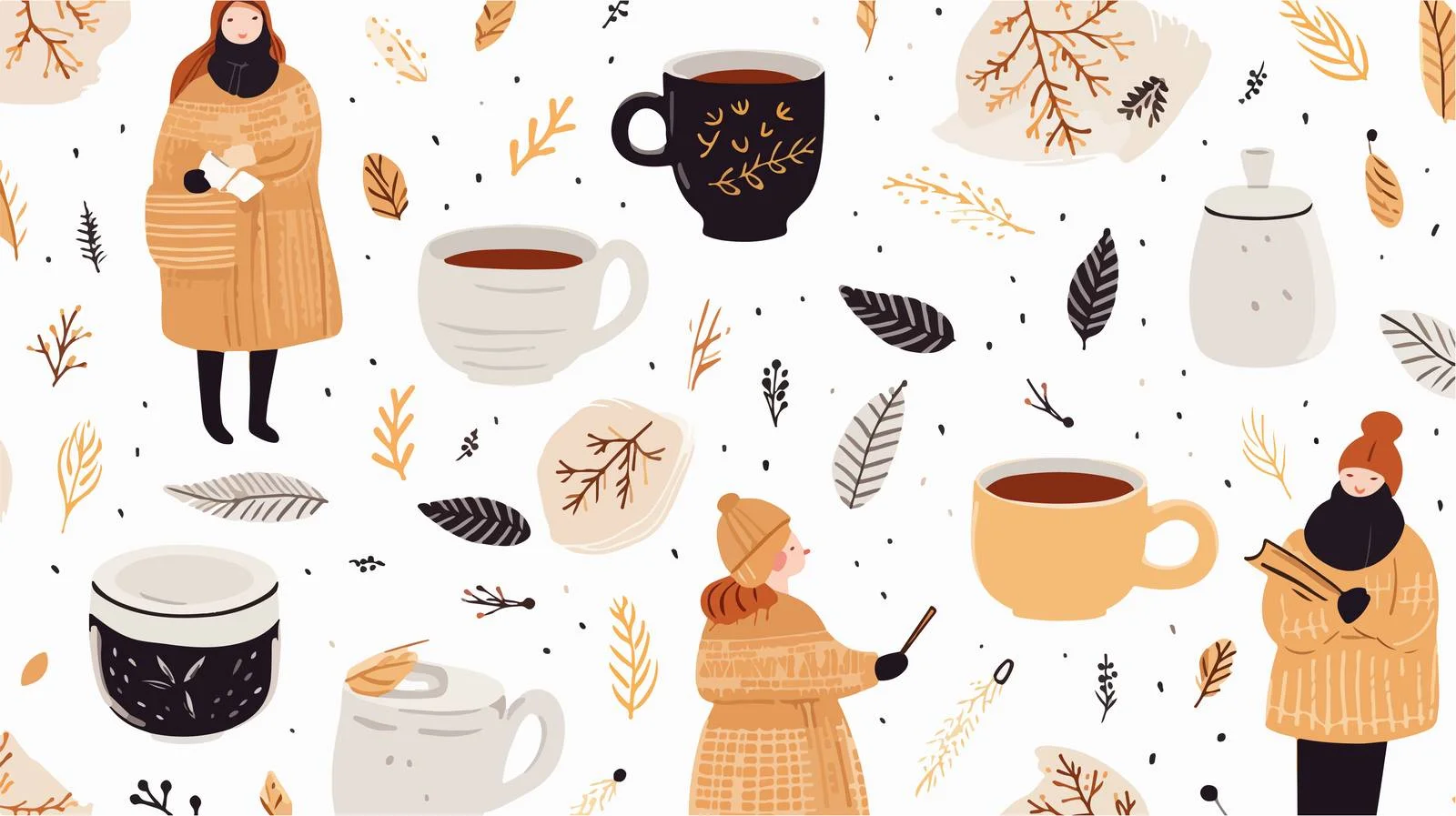 Cozy Hygge Elements Pattern — free download from Dotvec