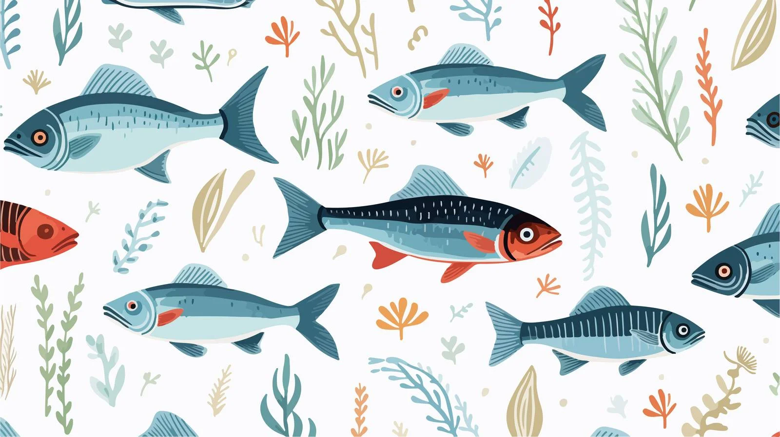Seafood Fish Pattern — free download from Dotvec