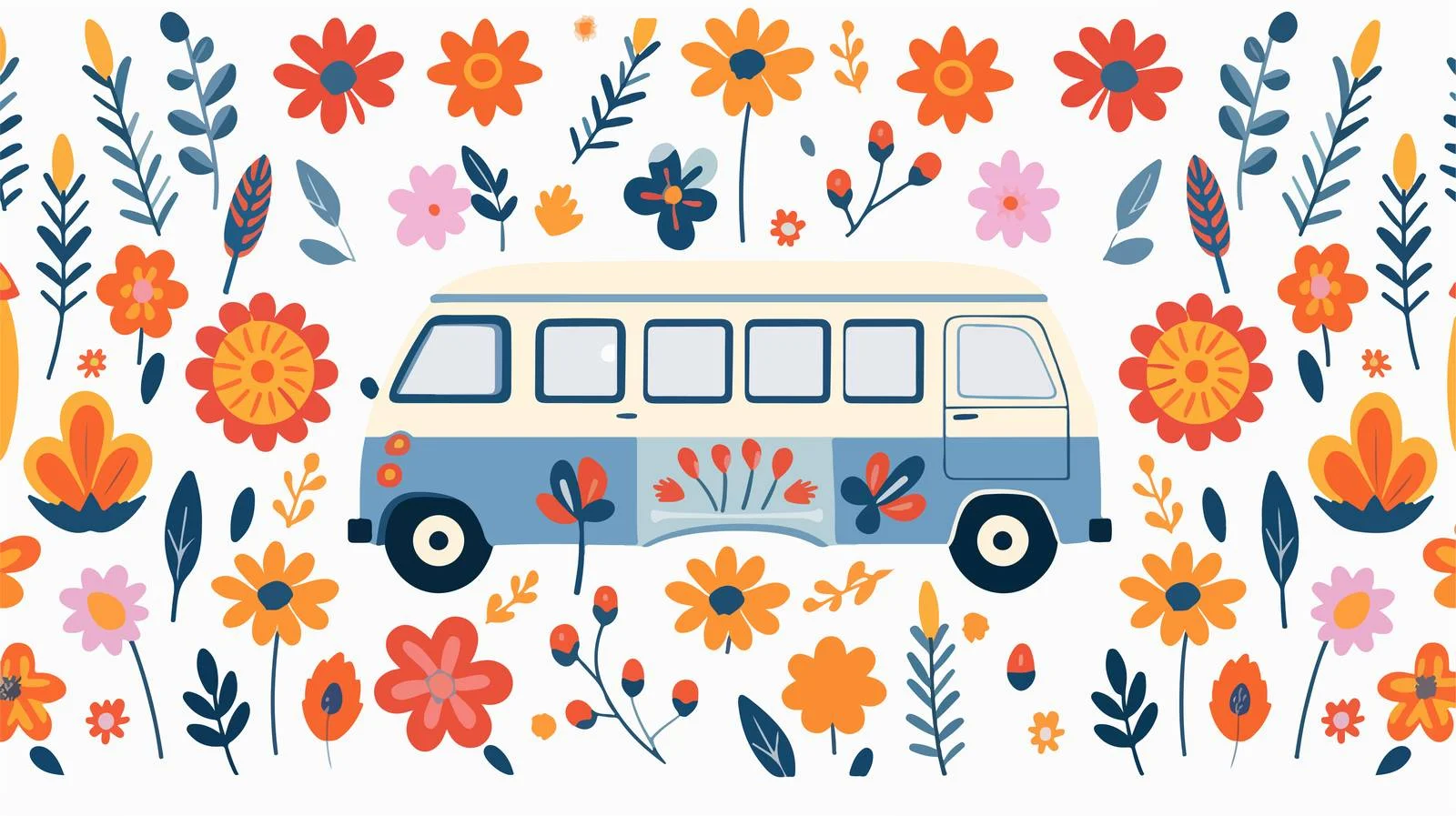 Hippie Flowers Seamless Pattern — free download from Dotvec