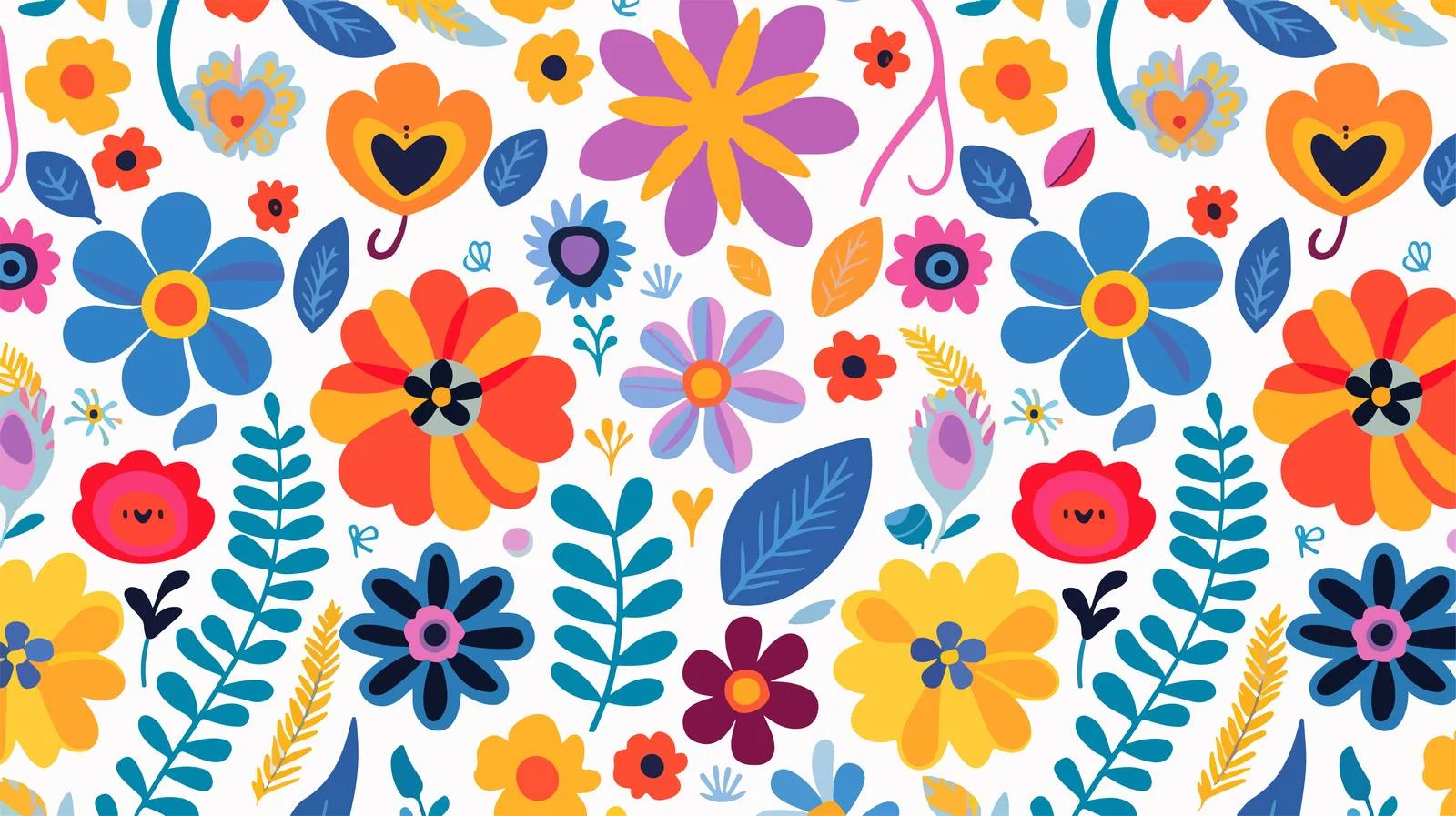 Hippie Flowers Seamless Pattern — free download from Dotvec