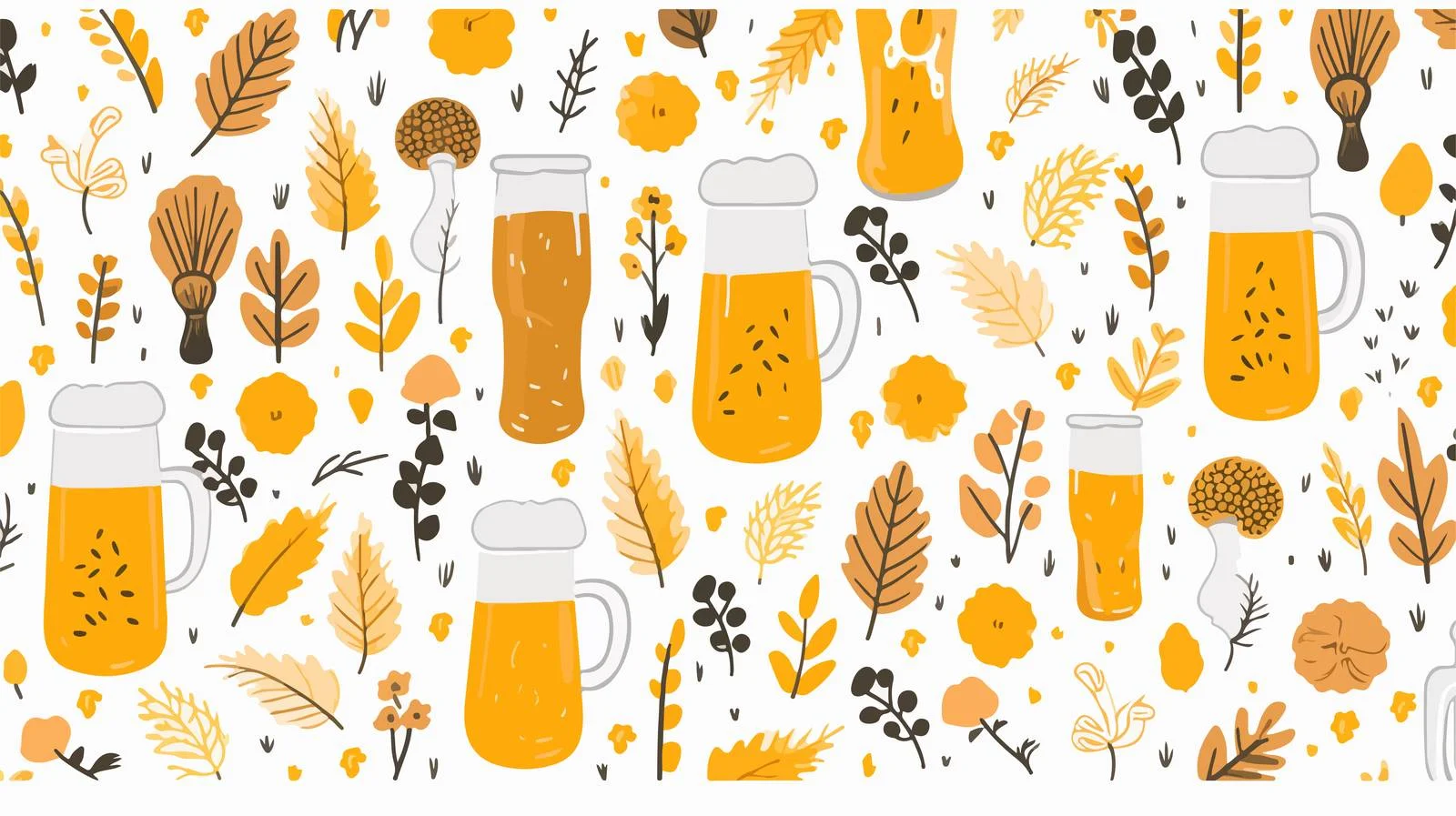 Bee Hand-Drawn Elements Pattern — free download from Dotvec