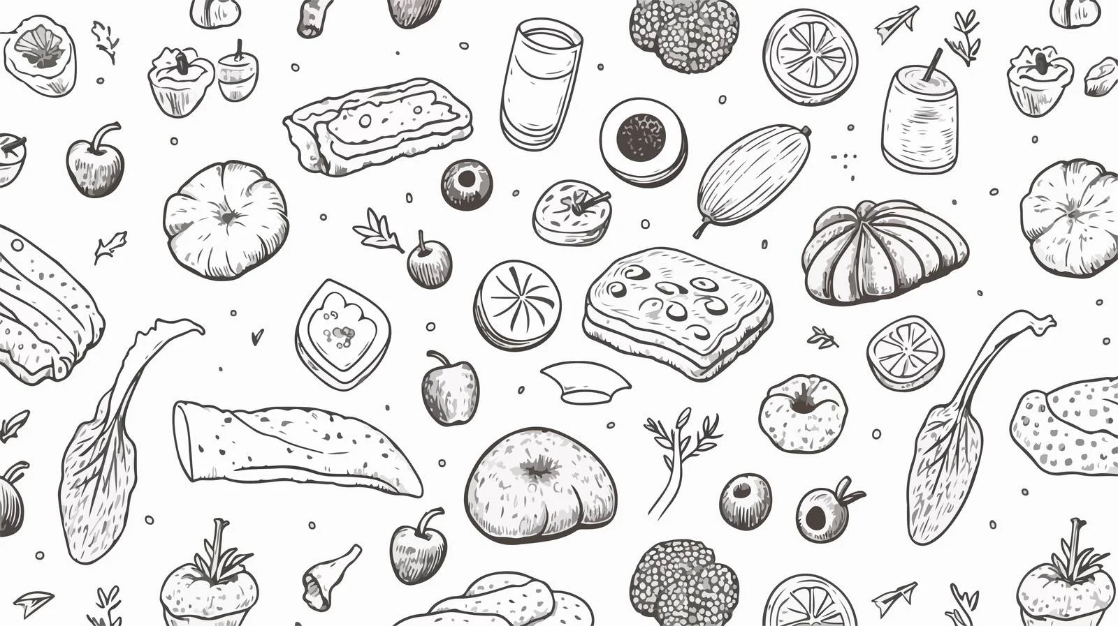 Hand-Drawn Food Pattern — free download from Dotvec