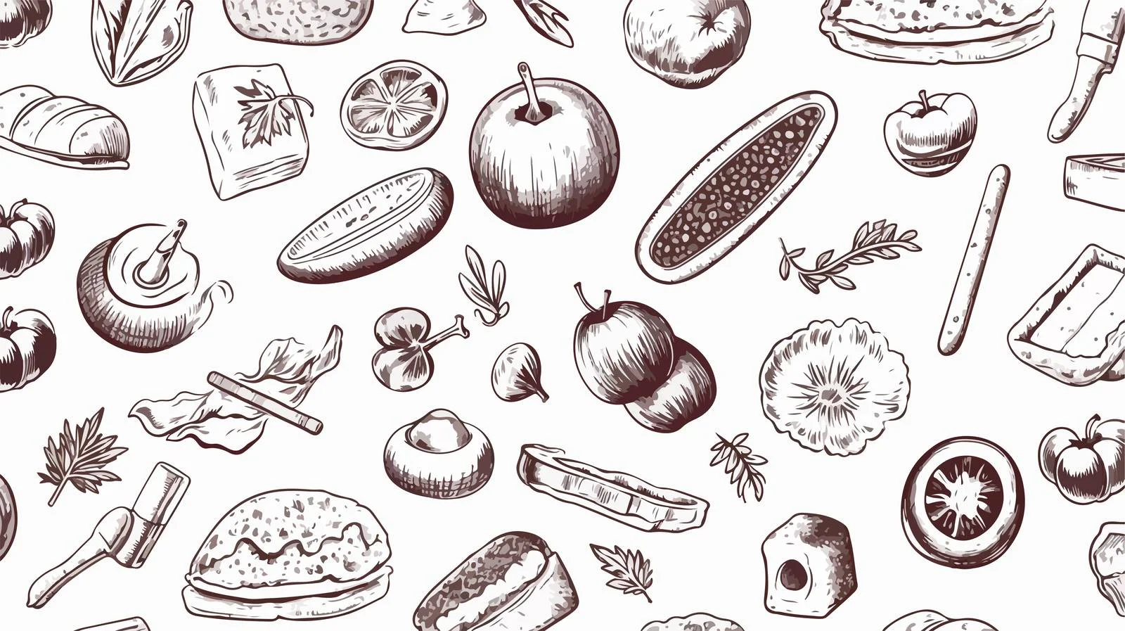 Hand-Drawn Food Pattern — free download from Dotvec
