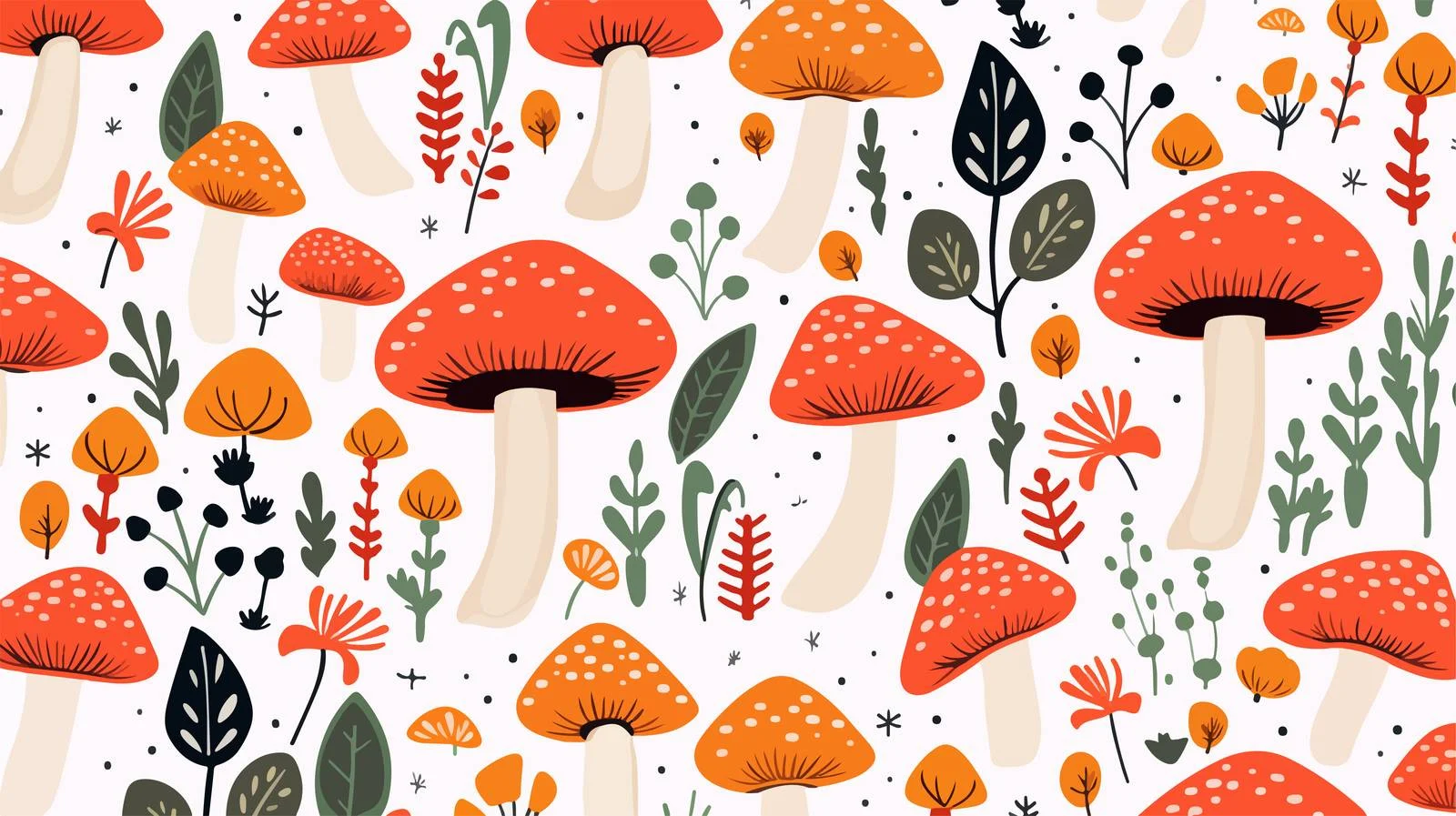 Hippie Mushroom Flower Seamless Pattern — free download from Dotvec