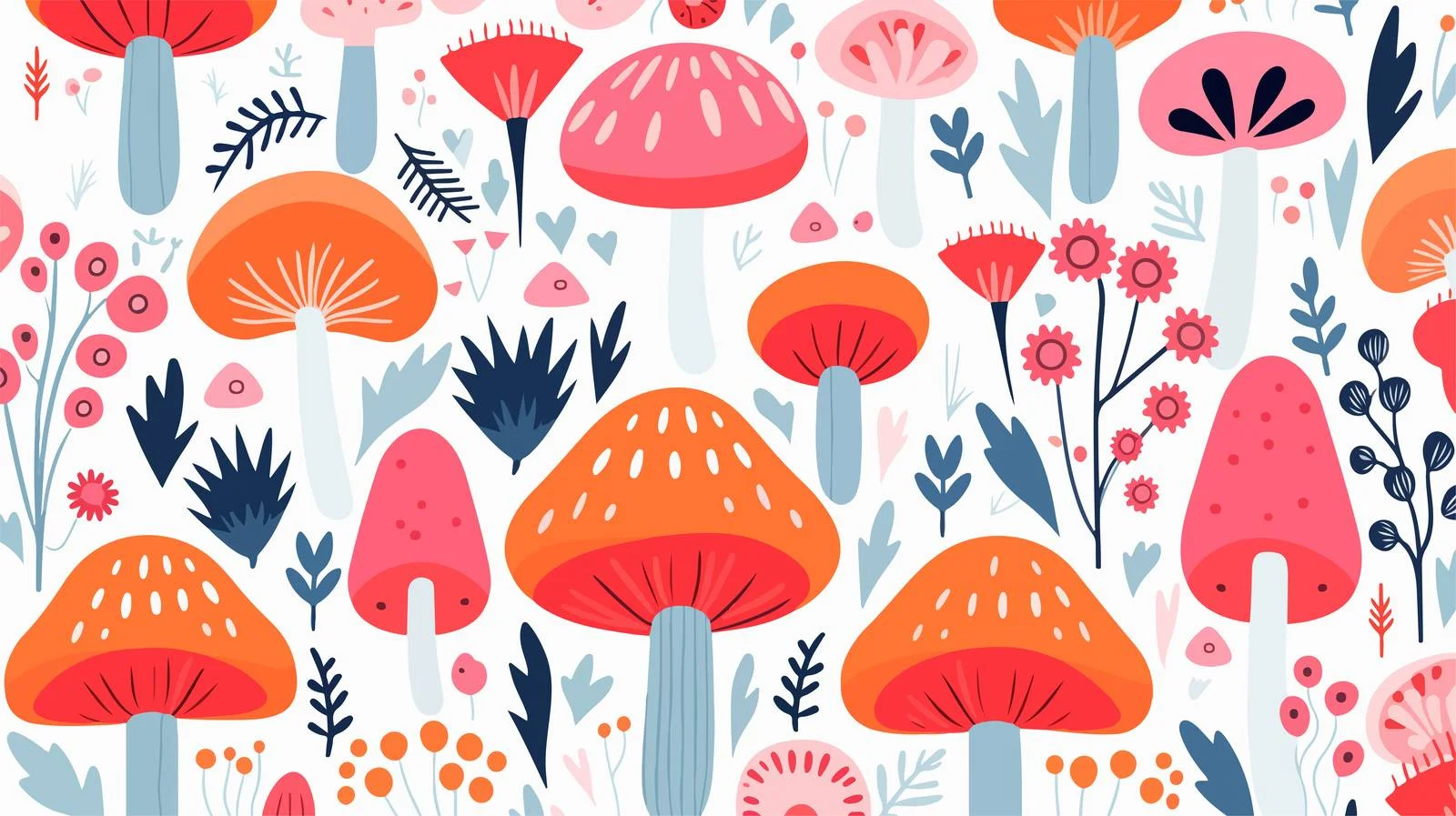 Hippie Mushroom Flower Seamless Pattern — free download from Dotvec