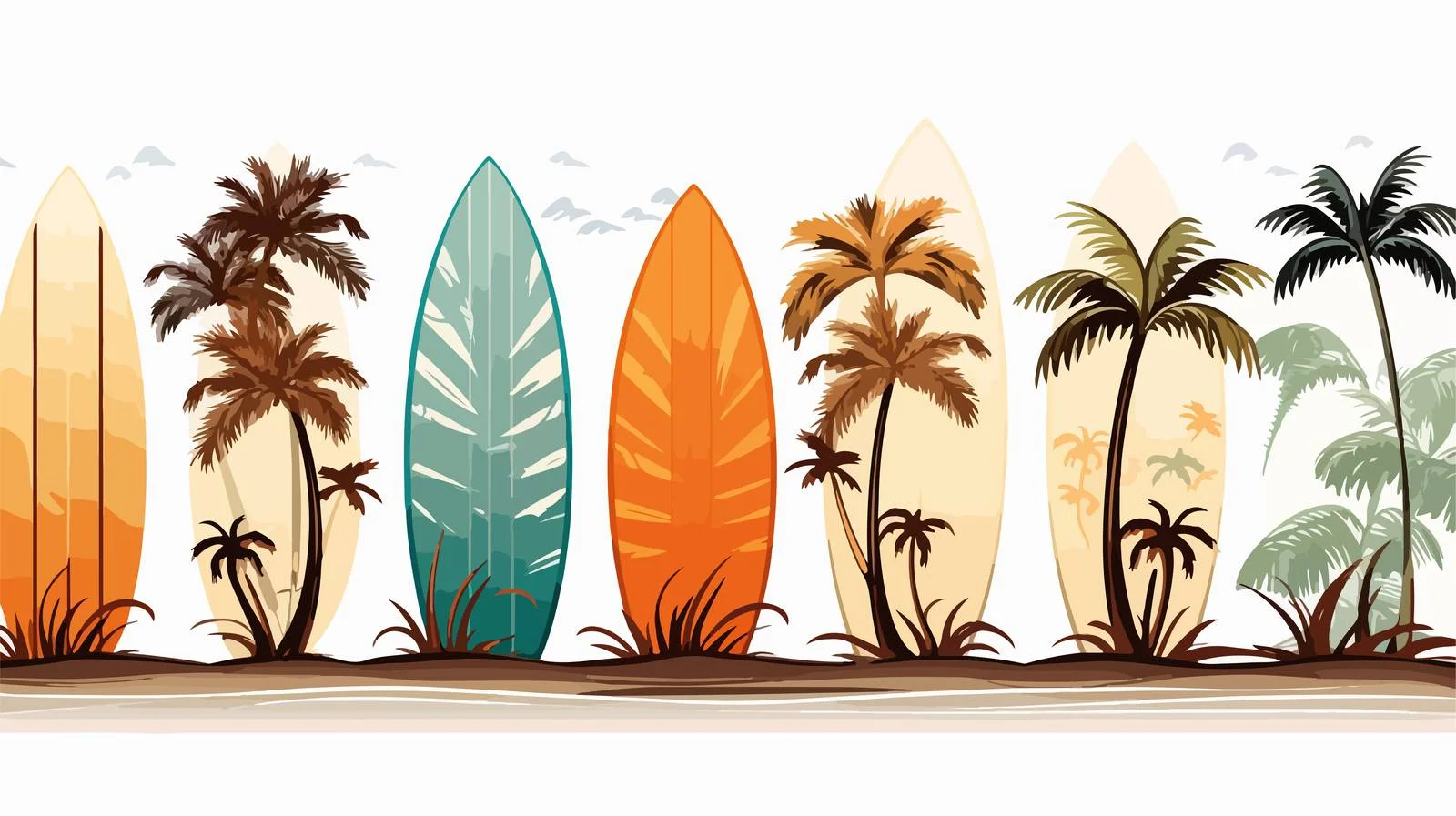 Tropical Surfing Waves Seamless Pattern — free download from Dotvec