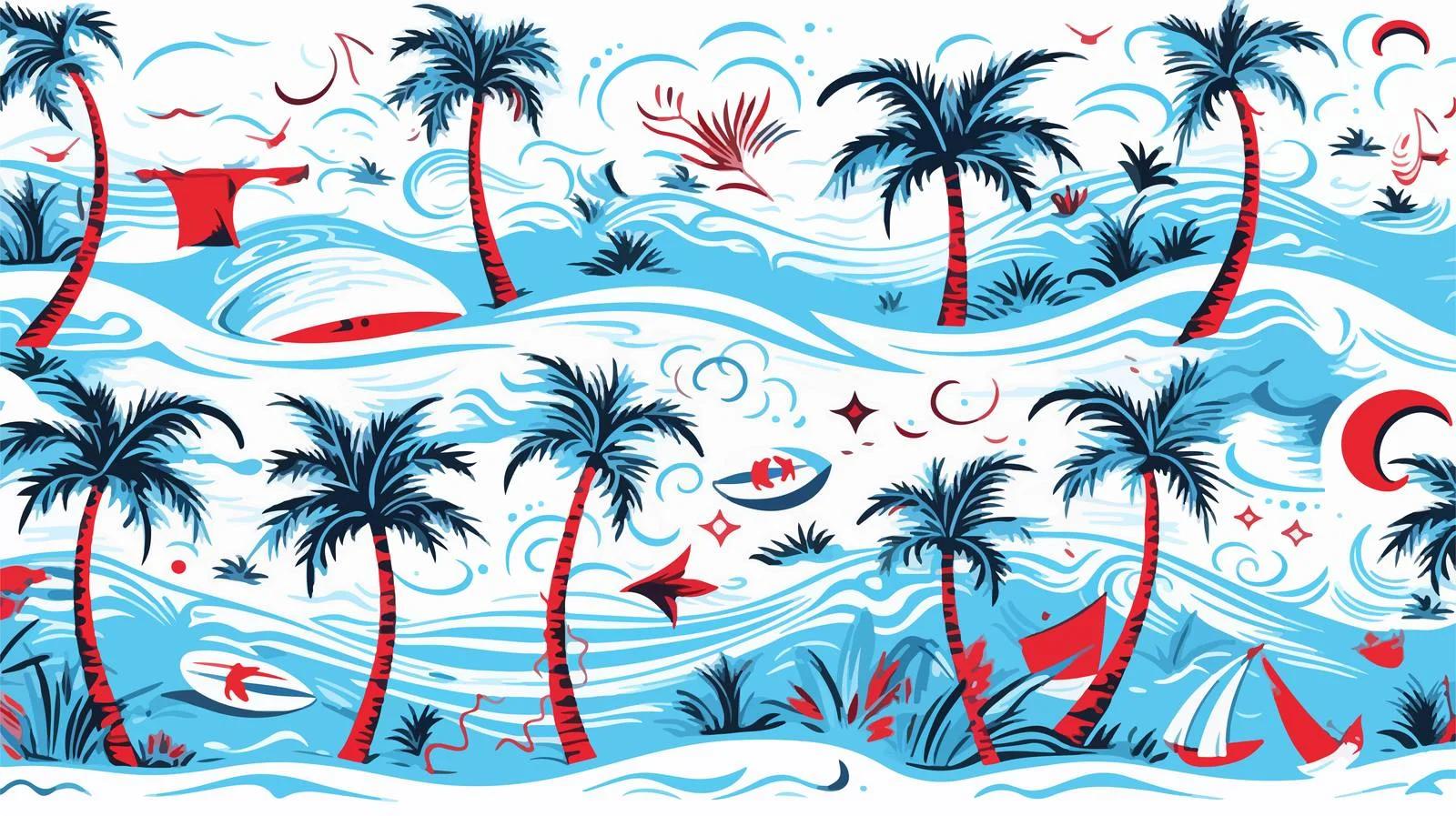Tropical Beach Seamless Pattern — free download from Dotvec