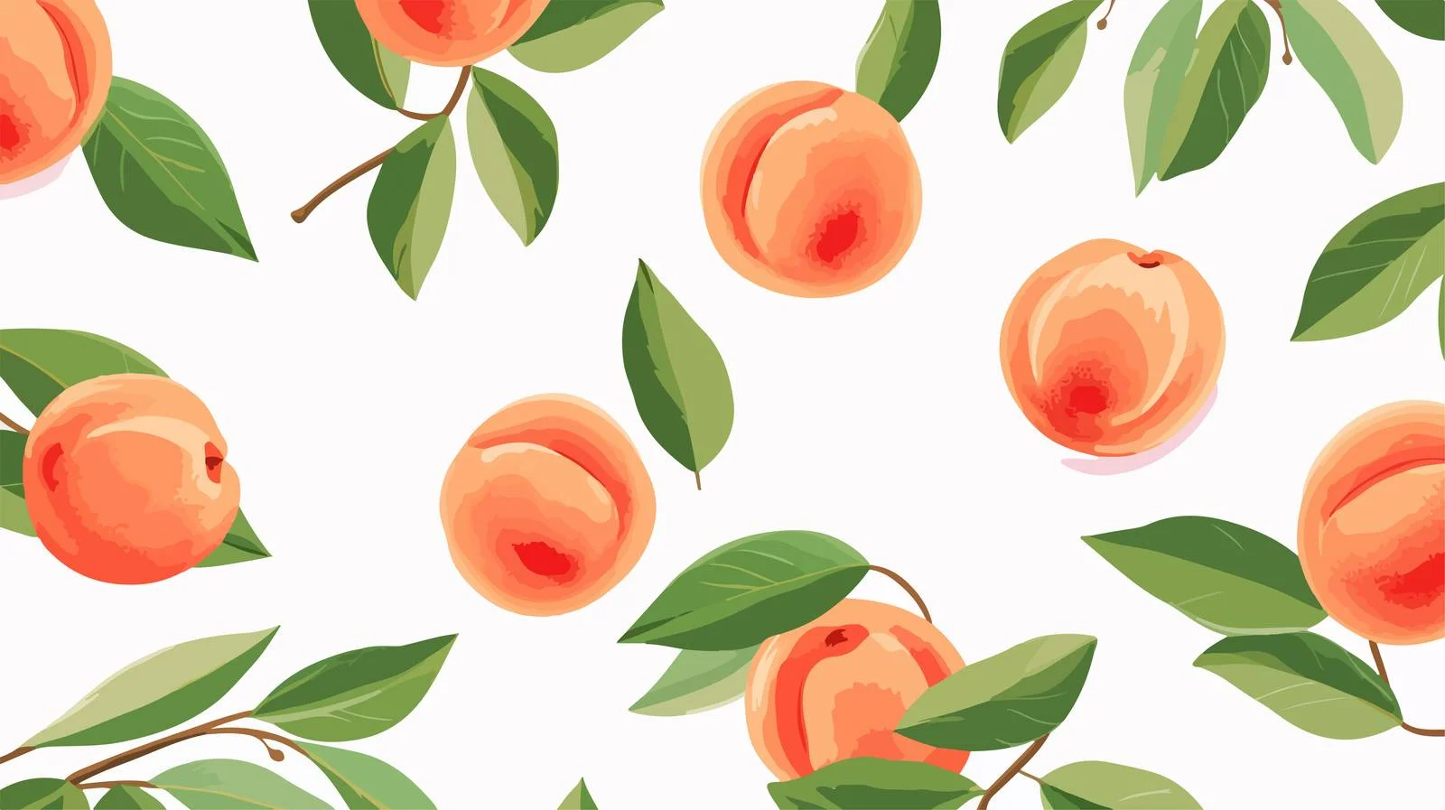 Peach and Leaves Seamless Pattern — free download from Dotvec