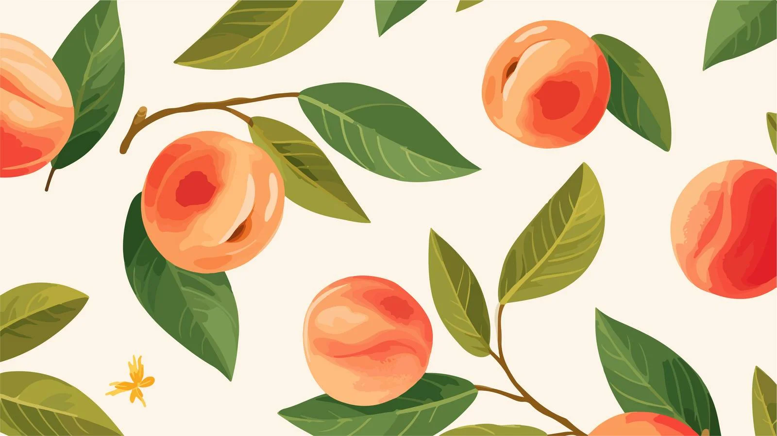 Peach and Leaf Seamless Pattern — free download from Dotvec