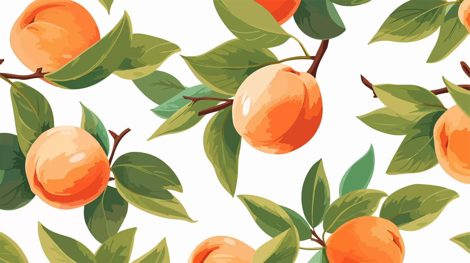 Peach and Leaves Seamless Pattern — free download from Dotvec