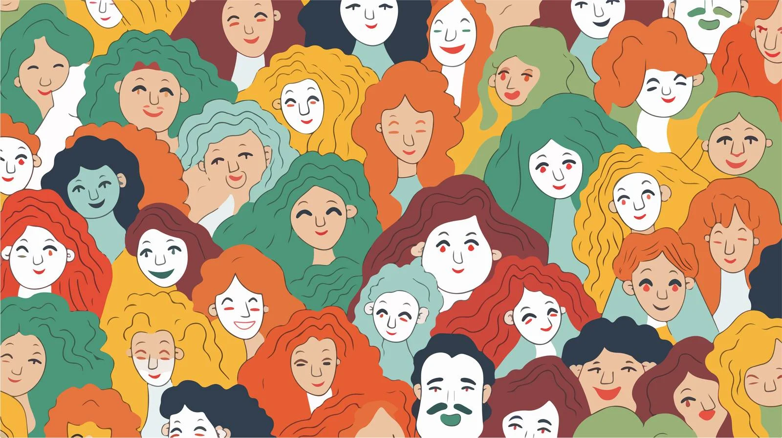 People Faces Seamless Doodle Pattern — free download from Dotvec