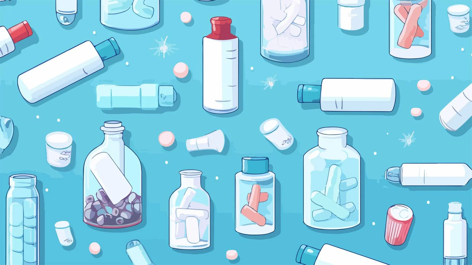 Pharmacy Medications Bottle Seamless Pattern Design — free download from Dotvec