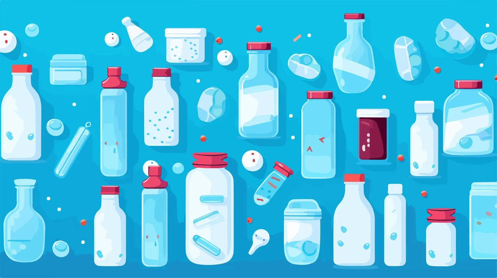 Pharmacy Medications Bottle Seamless Pattern — free download from Dotvec