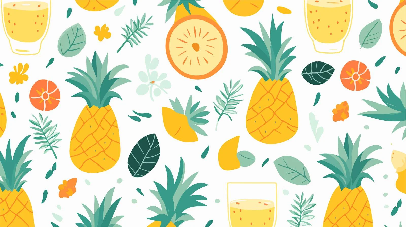 Tropical Pineapple Cocktail Seamless Pattern — free download from Dotvec