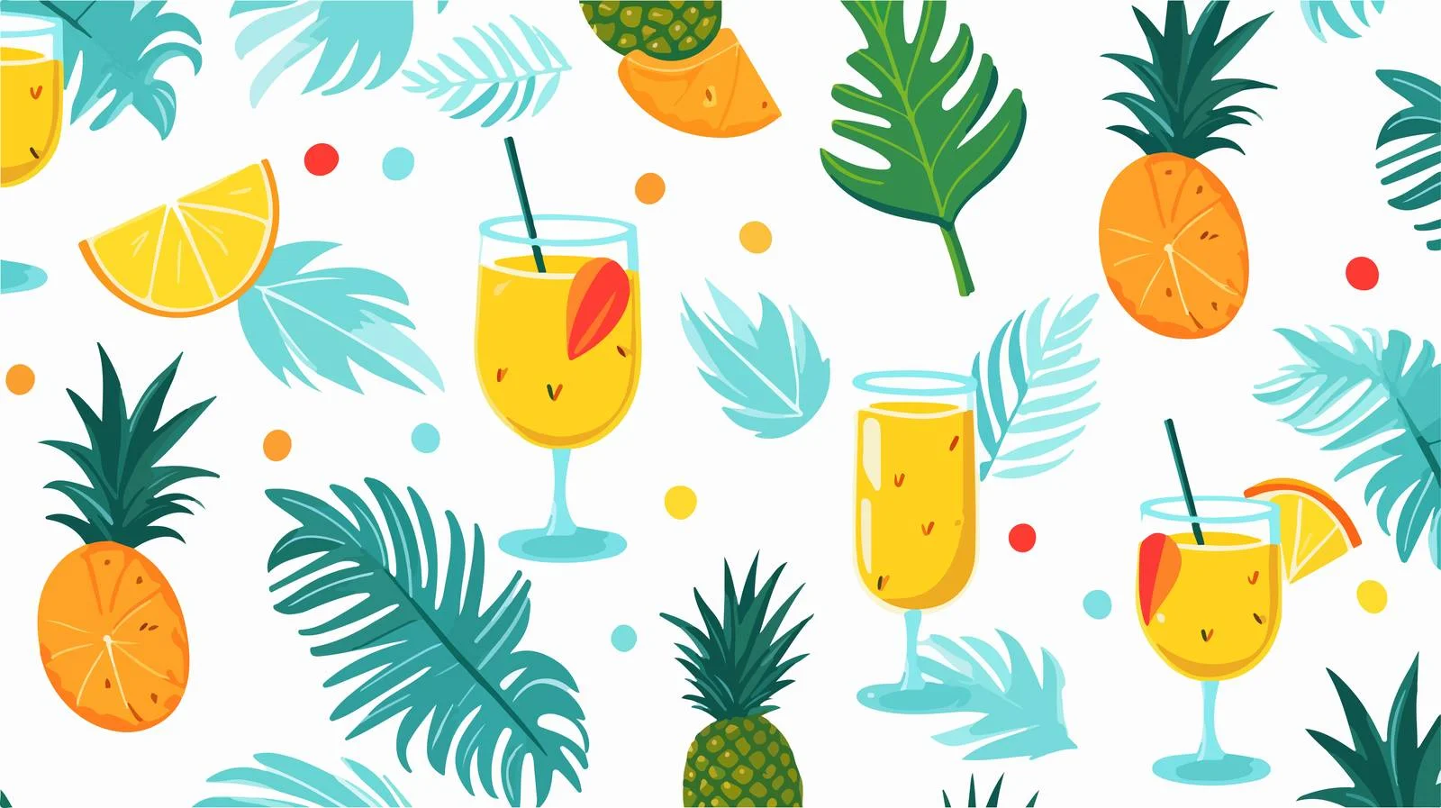 Tropical Pineapple Cocktail Pattern — free download from Dotvec