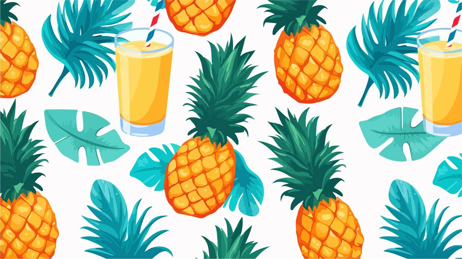 Tropical Pineapple Cocktail Seamless Pattern — free download from Dotvec