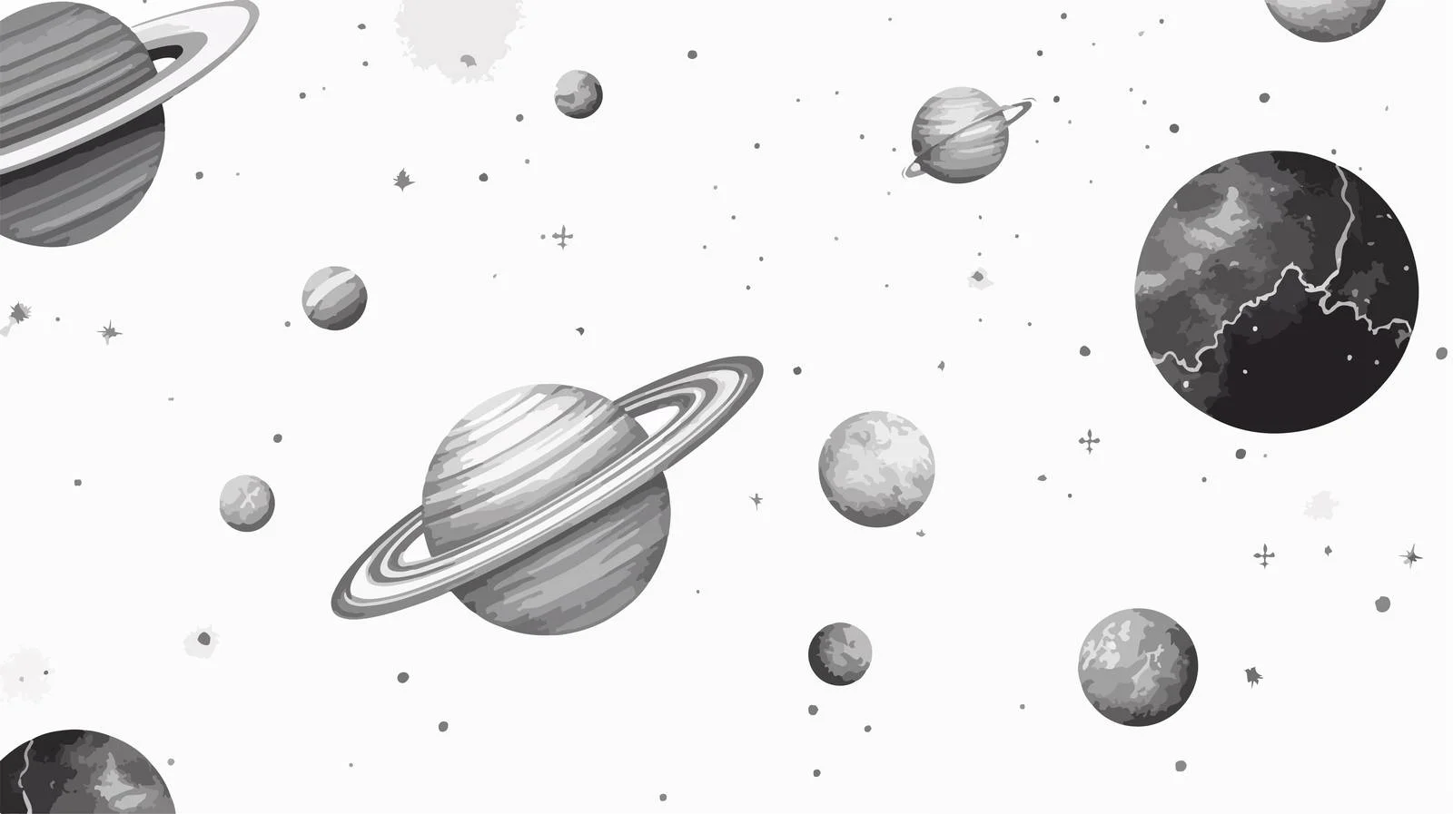 Cosmic Planetary Seamless Pattern with Stars — free download from Dotvec