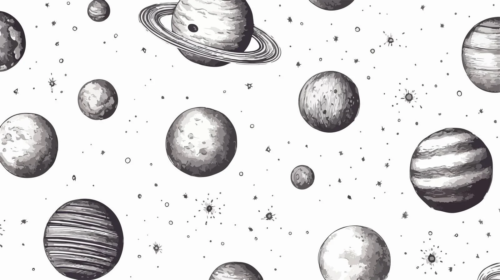 Celestial Bodies Seamless Pattern with Planets — free download from Dotvec
