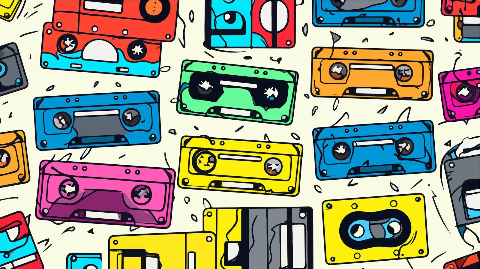 Vintage Music Audio Cassette Seamless Pattern — free download from Dotvec