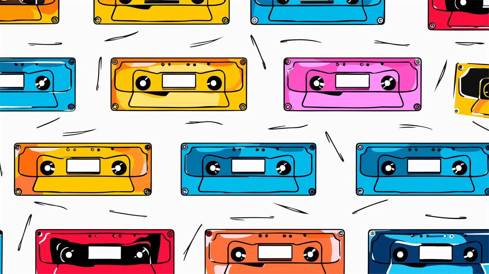 Musical Cassette Seamless Pattern Design — free download from Dotvec